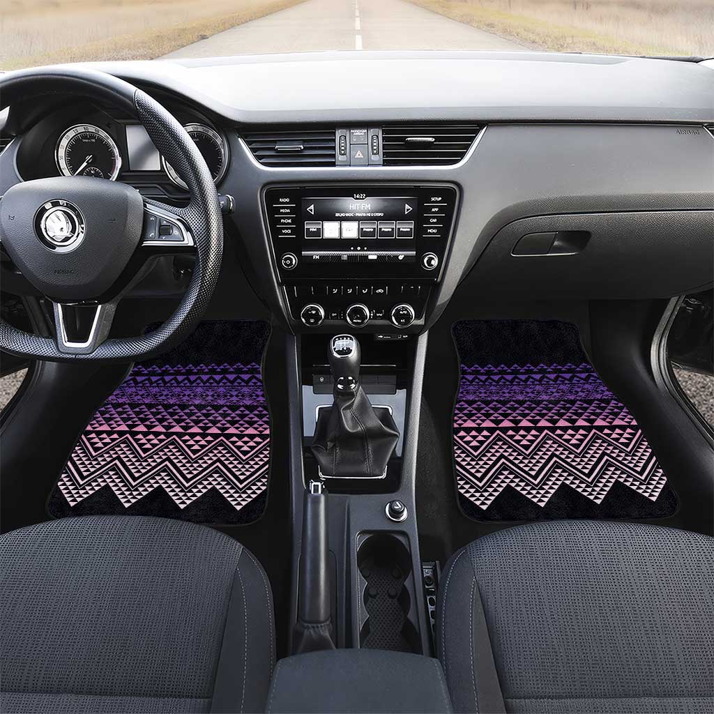 Maori Niho Taniwha Te Wheiao Car Mats Waiporoporo LT7 Set 2pcs - Front Purple - Polynesian Pride