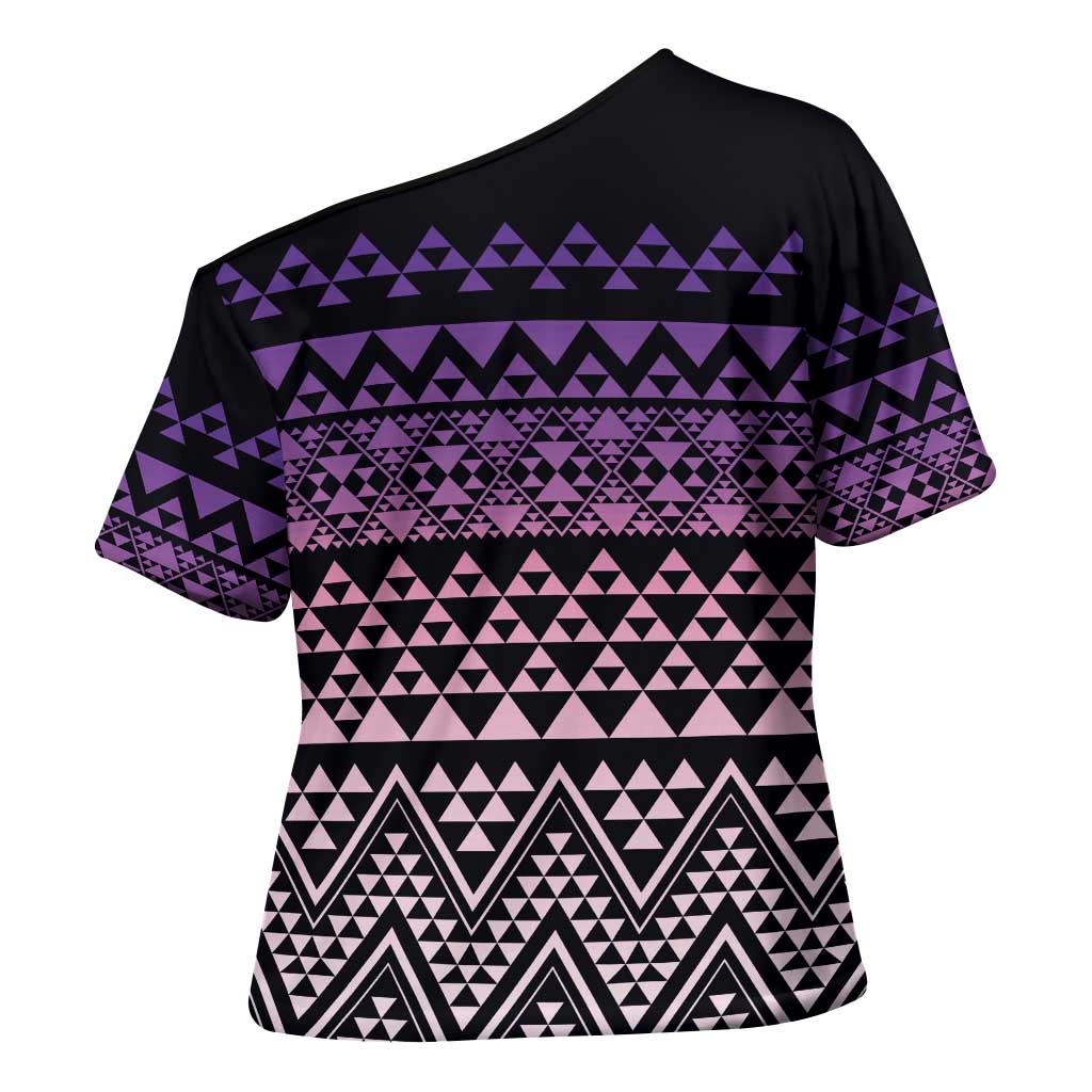 Maori Niho Taniwha Te Wheiao Cross Shoulder Shirt Waiporoporo LT7 - Polynesian Pride