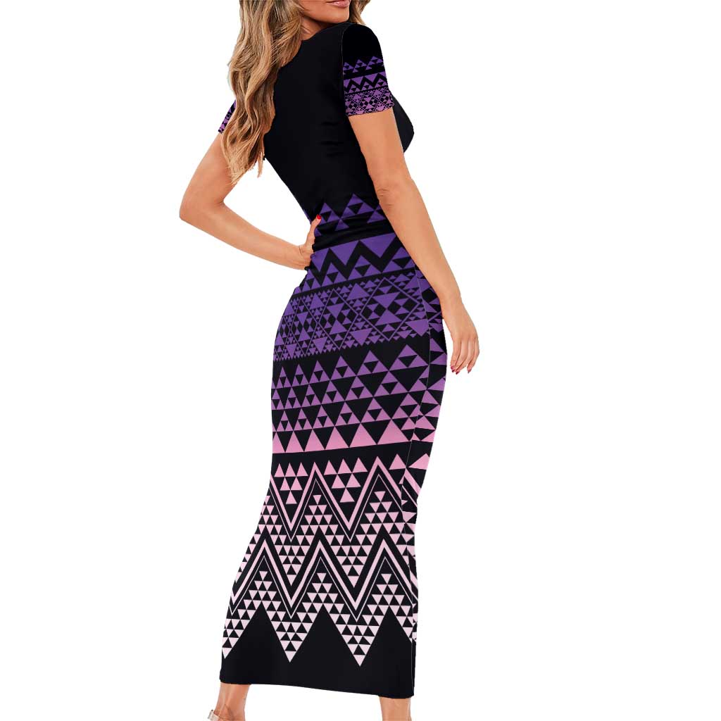 Maori Niho Taniwha Te Wheiao Family Matching Short Sleeve Bodycon Dress and Hawaiian Shirt Waiporoporo - Polynesian Pride