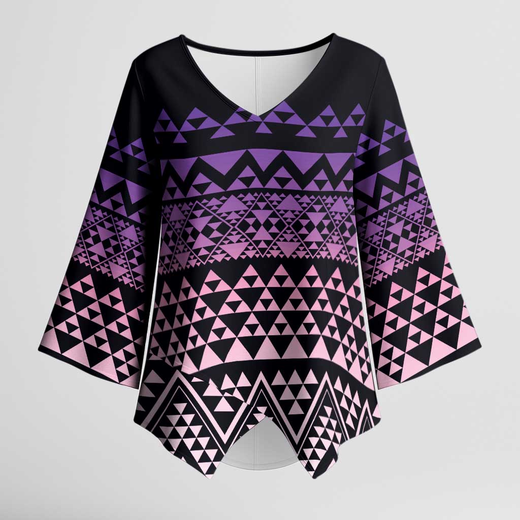Maori Niho Taniwha Te Wheiao Kimono Sleeve Blouse Waiporoporo LT7 Female Purple - Polynesian Pride