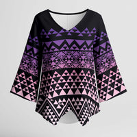 Maori Niho Taniwha Te Wheiao Kimono Sleeve Blouse Waiporoporo LT7 Female Purple - Polynesian Pride