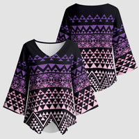 Maori Niho Taniwha Te Wheiao Kimono Sleeve Blouse Waiporoporo LT7 - Polynesian Pride