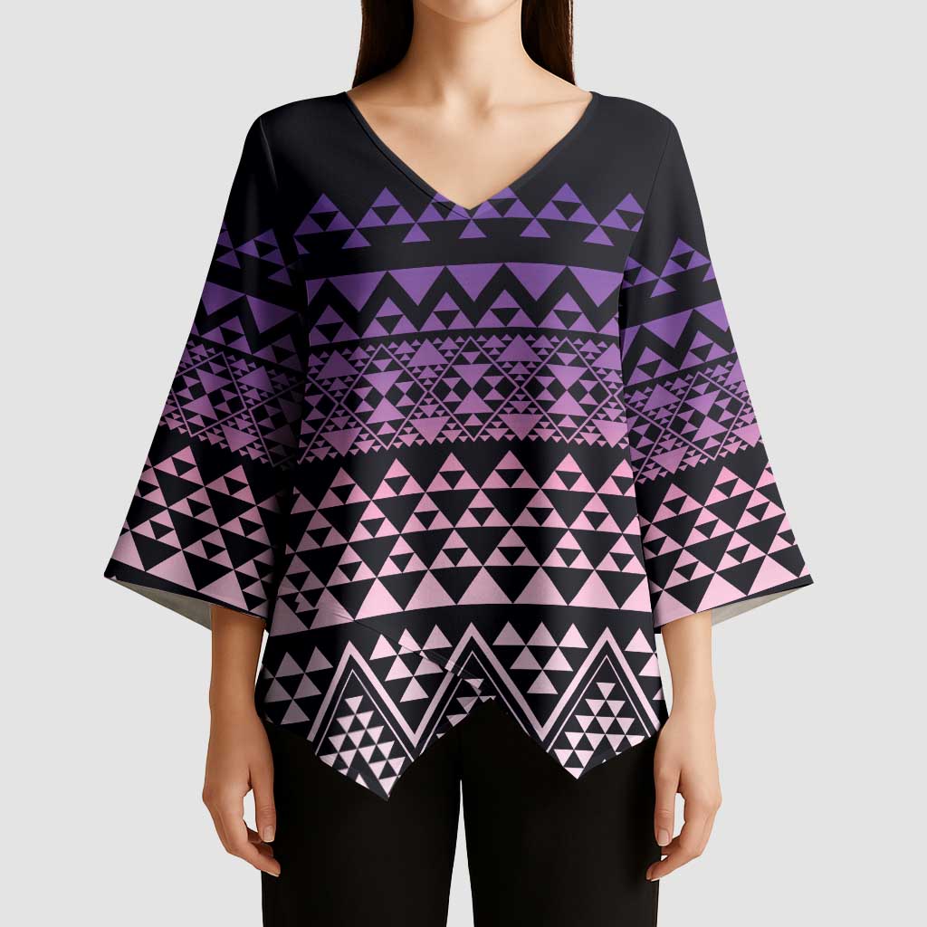 Maori Niho Taniwha Te Wheiao Kimono Sleeve Blouse Waiporoporo LT7 - Polynesian Pride