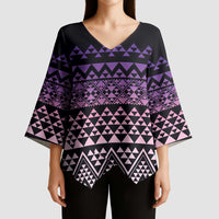 Maori Niho Taniwha Te Wheiao Kimono Sleeve Blouse Waiporoporo LT7 - Polynesian Pride