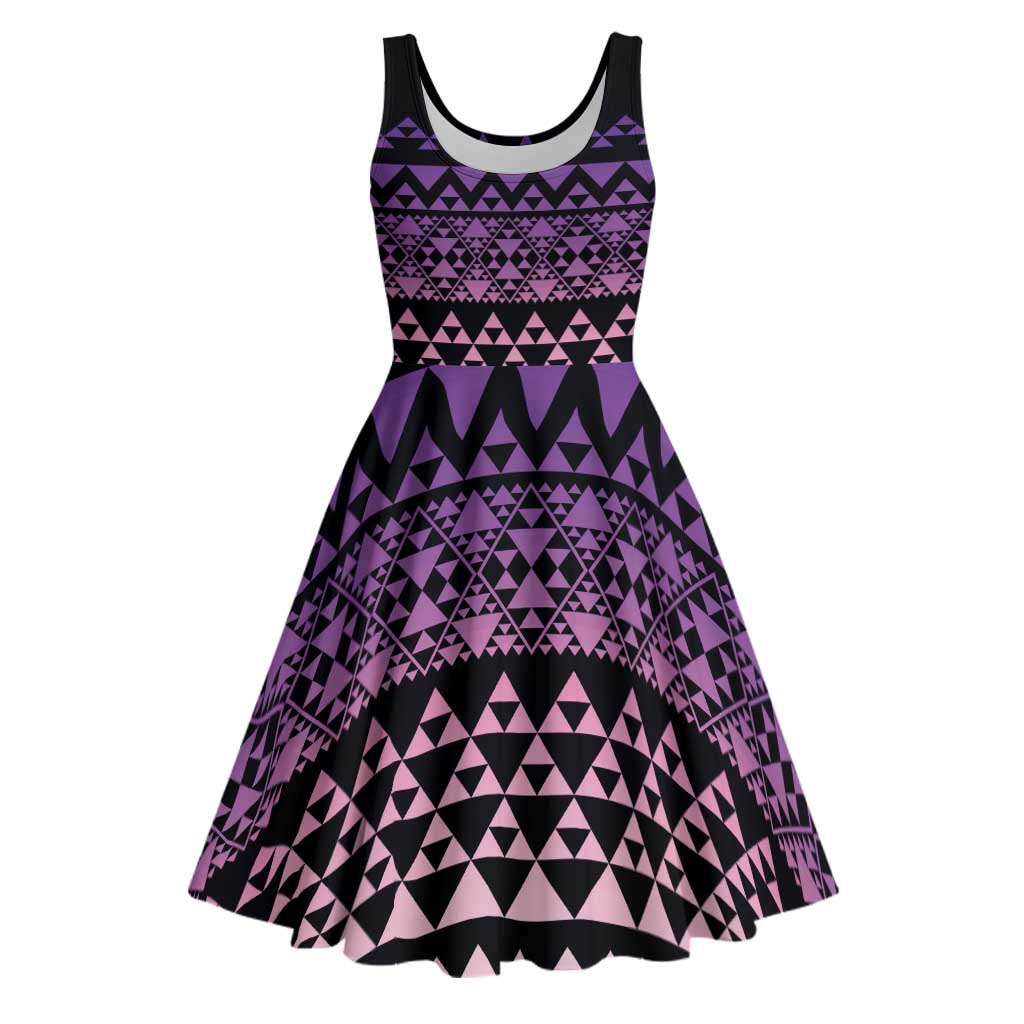 Maori Niho Taniwha Te Wheiao Midi Dress Waiporoporo - Polynesian Pride