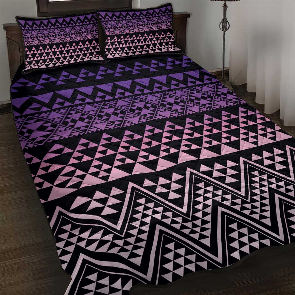 Maori Niho Taniwha Te Wheiao Quilt Bed Set Waiporoporo - Polynesian Pride