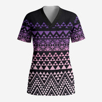 Maori Niho Taniwha Te Wheiao Scrub Top Waiporoporo - Polynesian Pride