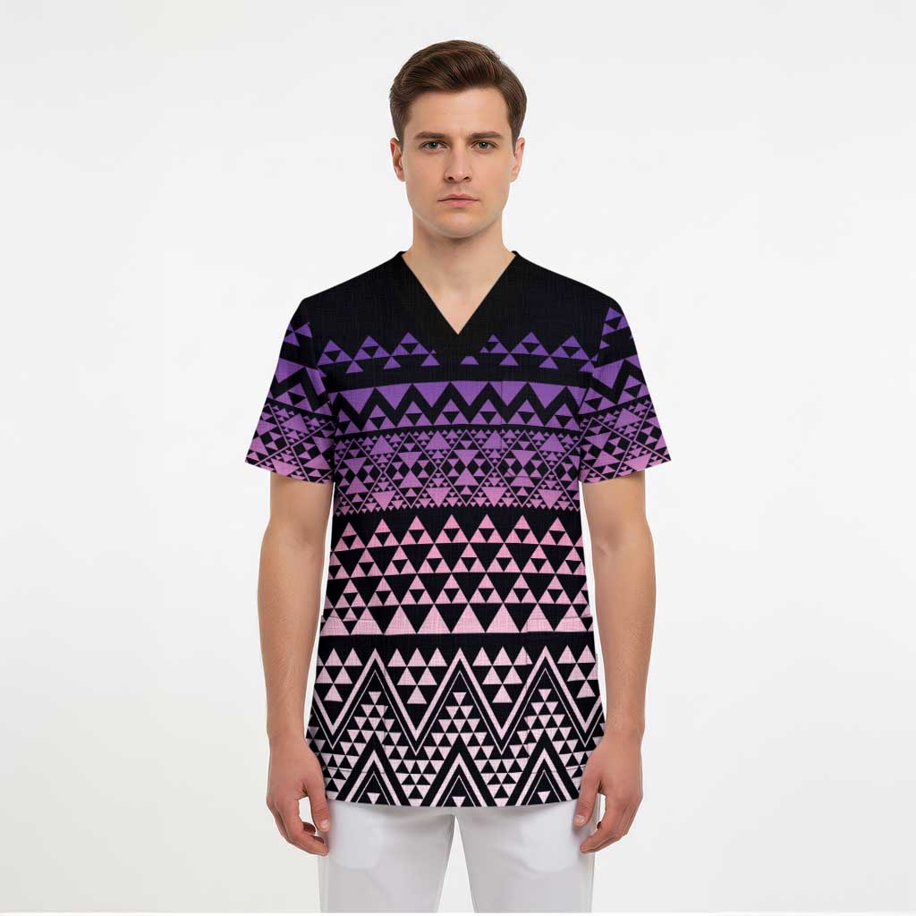 Maori Niho Taniwha Te Wheiao Scrub Top Waiporoporo - Polynesian Pride