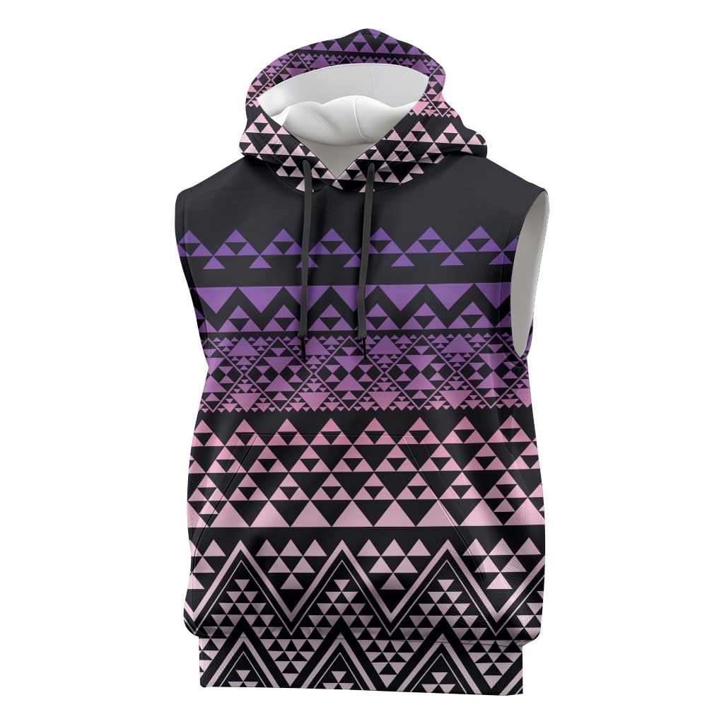 Maori Niho Taniwha Te Wheiao Sleeveless Hoodie Waiporoporo LT7 Purple - Polynesian Pride