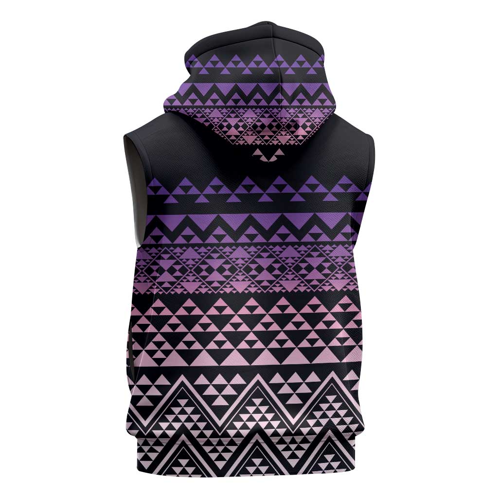 Maori Niho Taniwha Te Wheiao Sleeveless Hoodie Waiporoporo LT7 - Polynesian Pride
