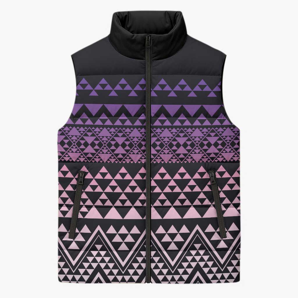 Maori Niho Taniwha Te Wheiao Sleeveless Puffer Jacket Waiporoporo LT7 Unisex Purple - Polynesian Pride