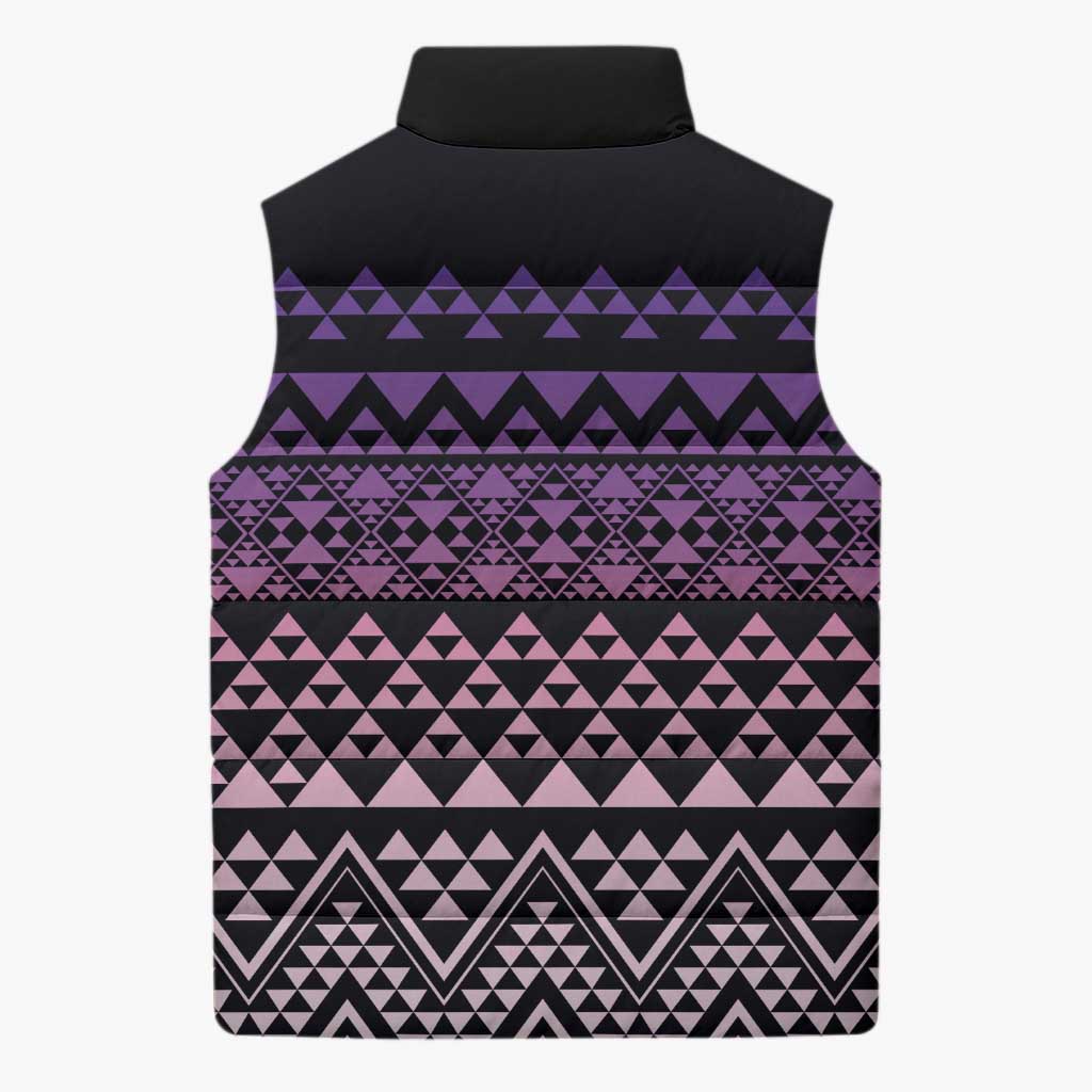 Maori Niho Taniwha Te Wheiao Sleeveless Puffer Jacket Waiporoporo LT7 - Polynesian Pride