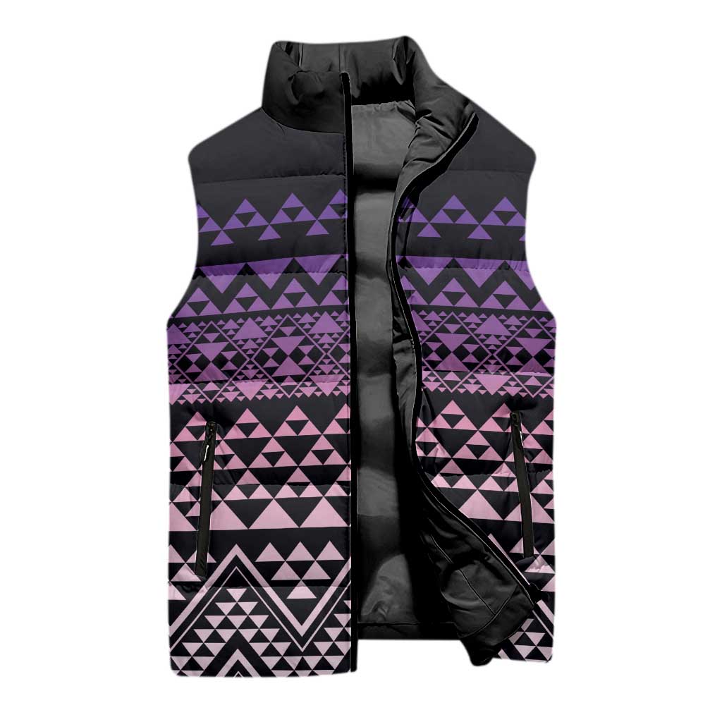 Maori Niho Taniwha Te Wheiao Sleeveless Puffer Jacket Waiporoporo LT7 - Polynesian Pride