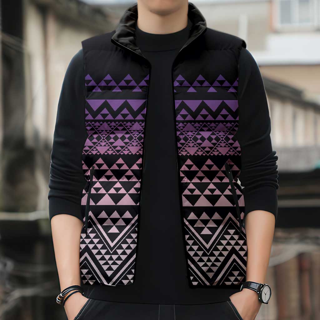 Maori Niho Taniwha Te Wheiao Sleeveless Puffer Jacket Waiporoporo LT7 - Polynesian Pride