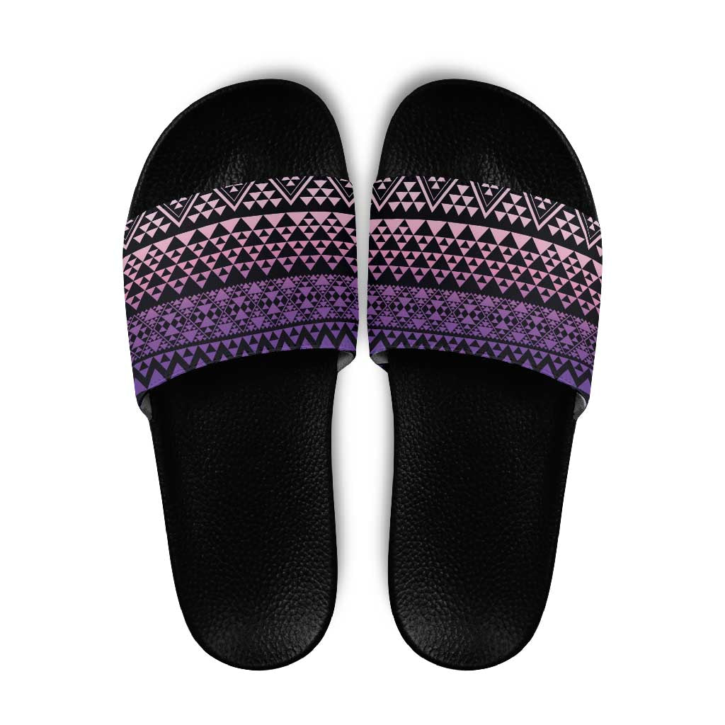 Maori Niho Taniwha Te Wheiao Slide Sandals Waiporoporo - Polynesian Pride