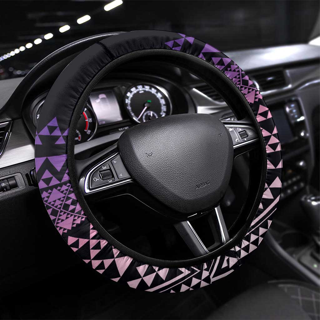 Maori Niho Taniwha Te Wheiao Steering Wheel Cover Waiporoporo LT7 Universal Fit Purple - Polynesian Pride