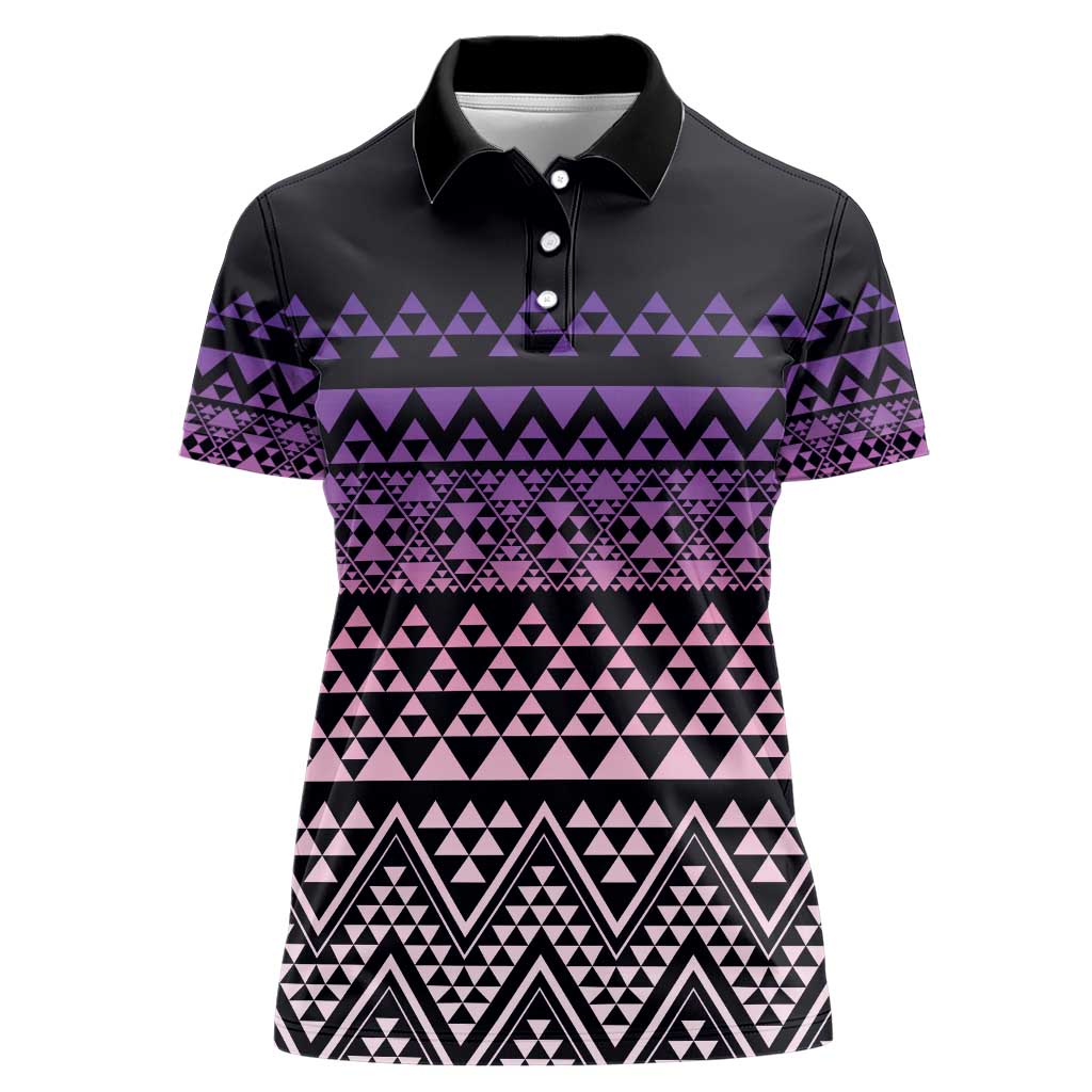 Maori Niho Taniwha Te Wheiao Women Polo Shirt Waiporoporo - Polynesian Pride