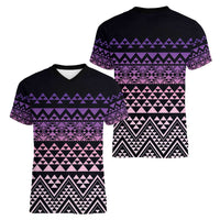 Maori Niho Taniwha Te Wheiao Women V-Neck T-Shirt Waiporoporo - Polynesian Pride