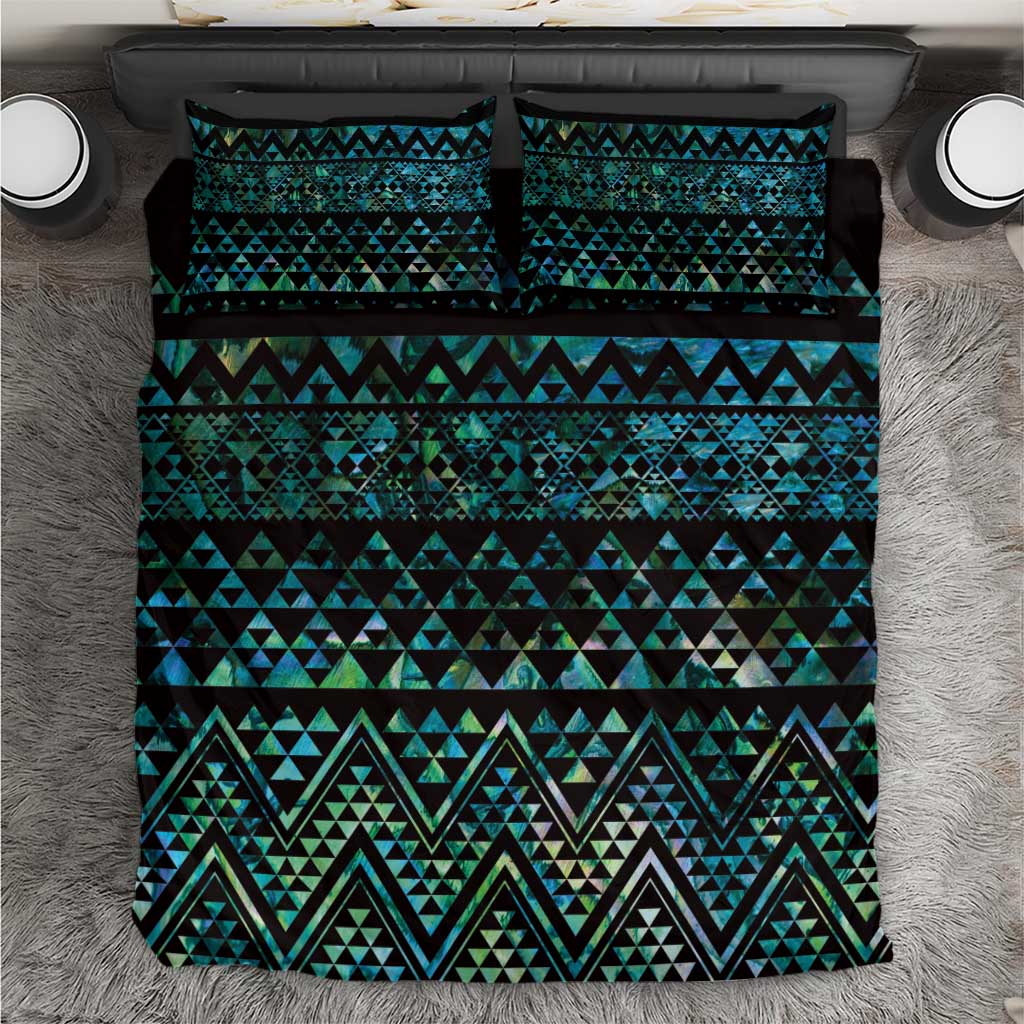 Maori Niho Taniwha Te Wheiao Bedding Set Paua Shell - Polynesian Pride