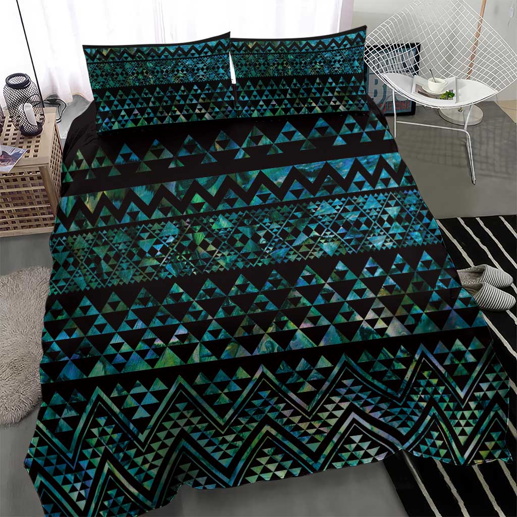 Maori Niho Taniwha Te Wheiao Bedding Set Paua Shell - Polynesian Pride