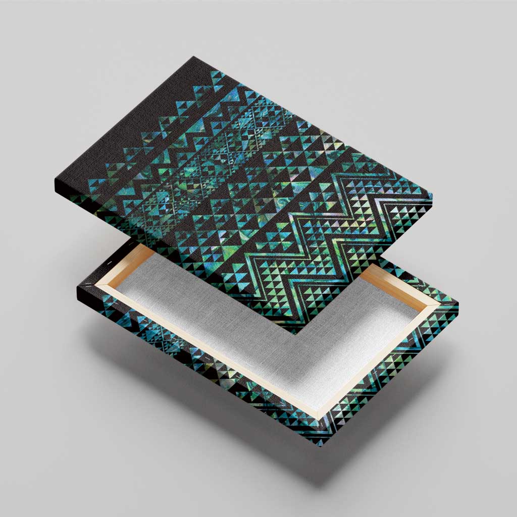 Maori Niho Taniwha Te Wheiao Canvas Wall Art Paua Shell - Polynesian Pride