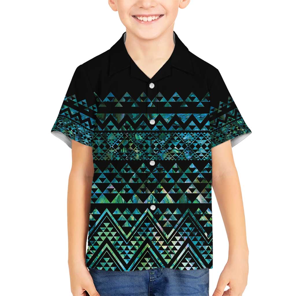 Maori Niho Taniwha Te Wheiao Family Matching Summer Maxi Dress and Hawaiian Shirt Paua Shell - Polynesian Pride