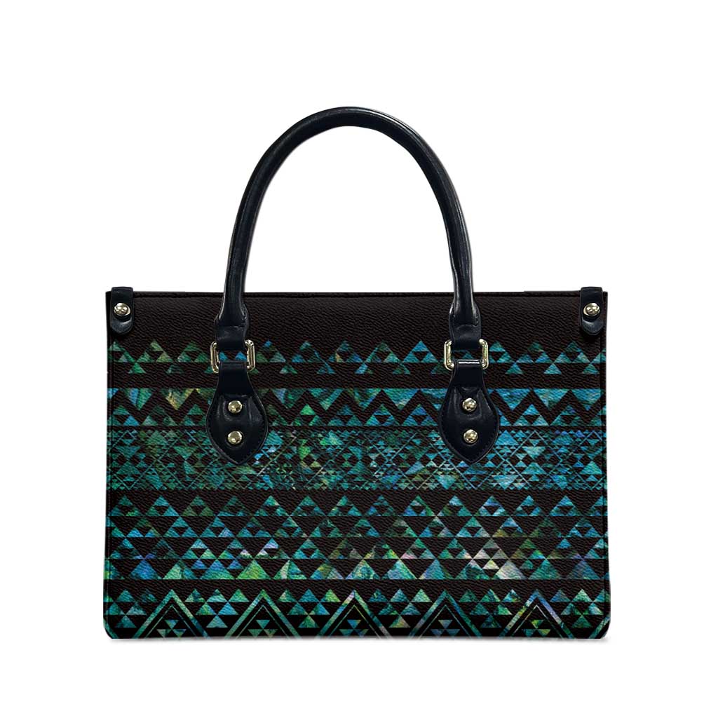Maori Niho Taniwha Te Wheiao Leather Bag Paua Shell - Polynesian Pride