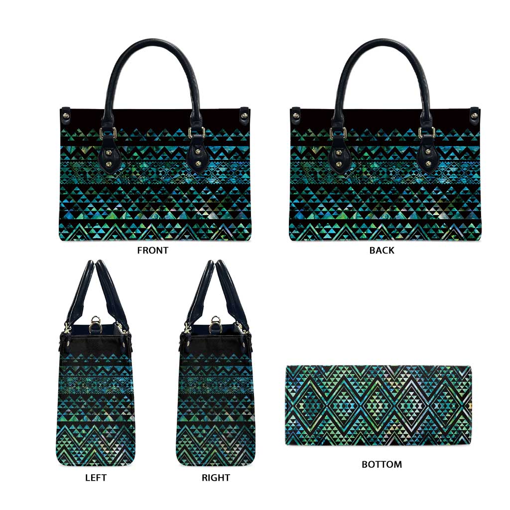 Maori Niho Taniwha Te Wheiao Leather Bag Paua Shell - Polynesian Pride