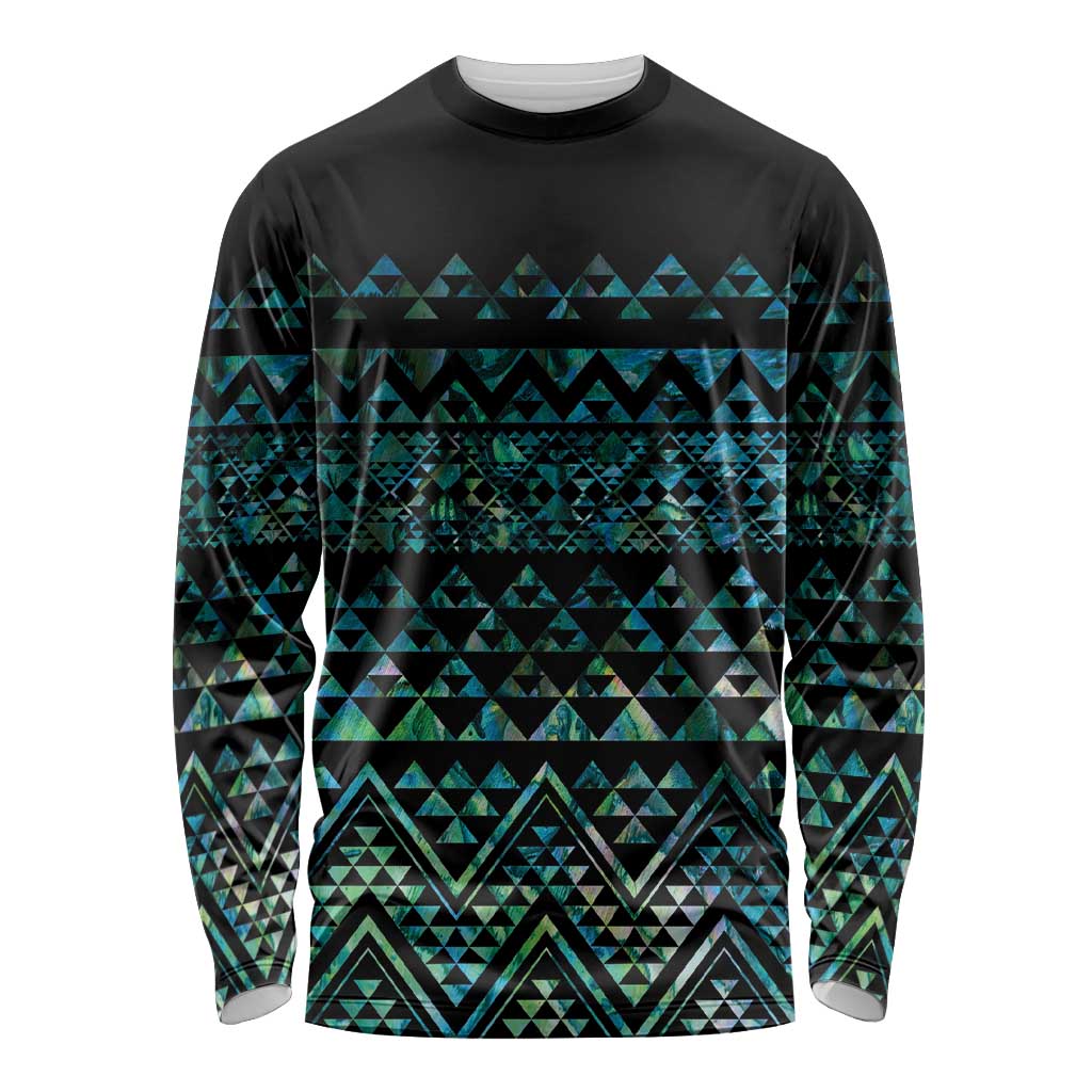 Maori Niho Taniwha Te Wheiao Long Sleeve Shirt Paua Shell - Polynesian Pride