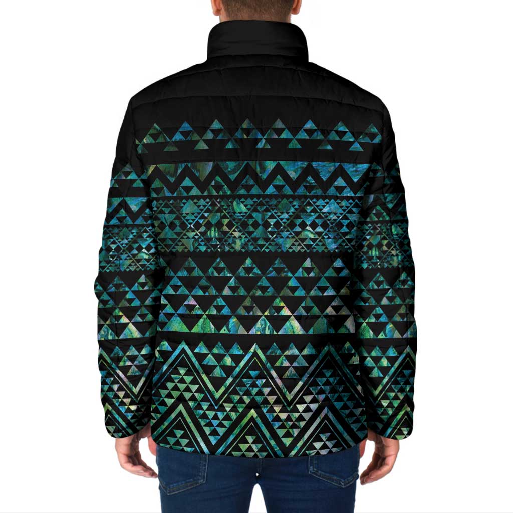 Maori Niho Taniwha Te Wheiao Padded Jacket Paua Shell - Polynesian Pride