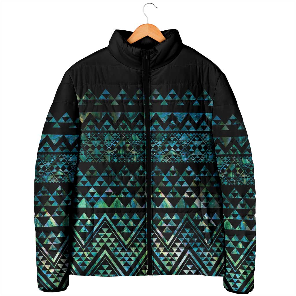 Maori Niho Taniwha Te Wheiao Padded Jacket Paua Shell - Polynesian Pride