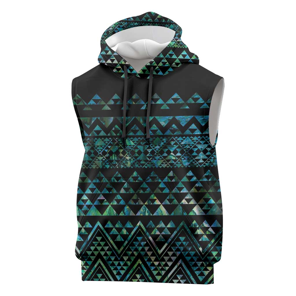 Maori Niho Taniwha Te Wheiao Sleeveless Hoodie Paua Shell - Polynesian Pride