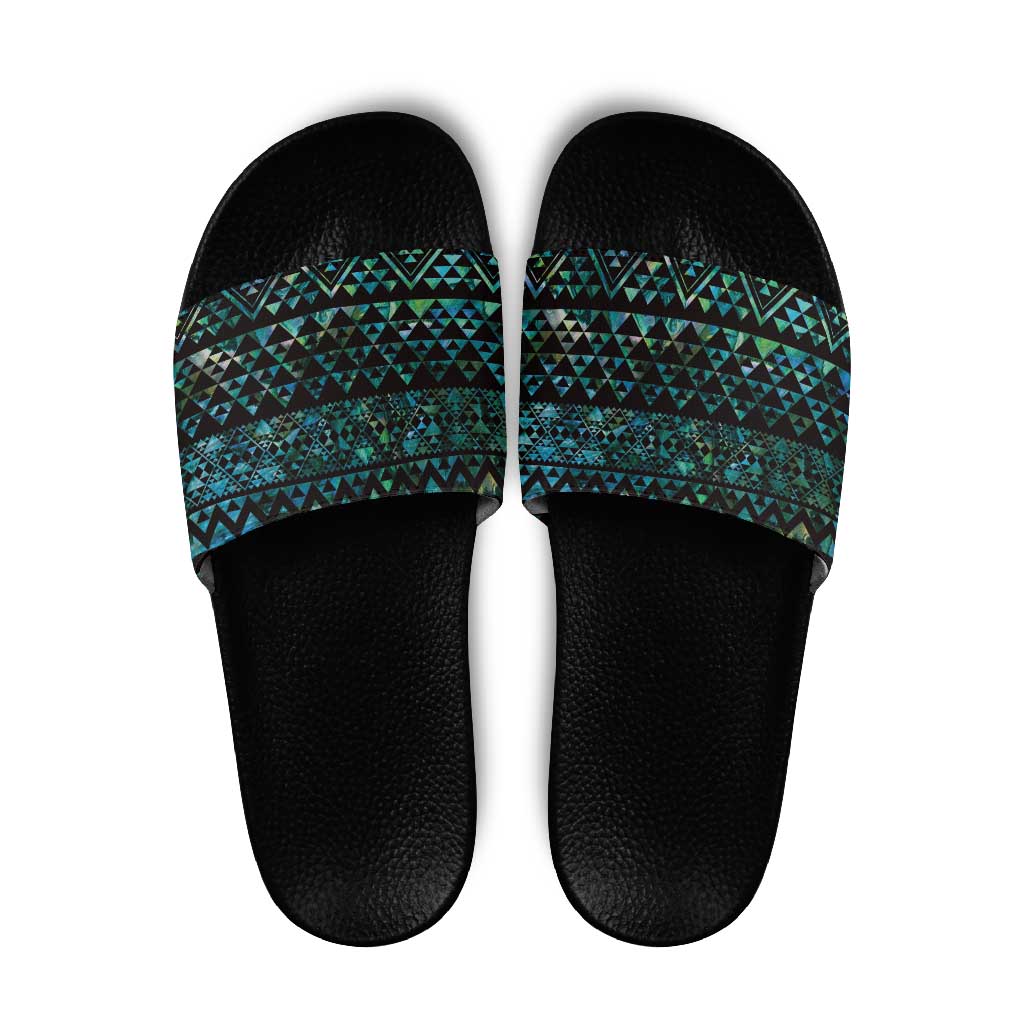 Maori Niho Taniwha Te Wheiao Slide Sandals Paua Shell - Polynesian Pride