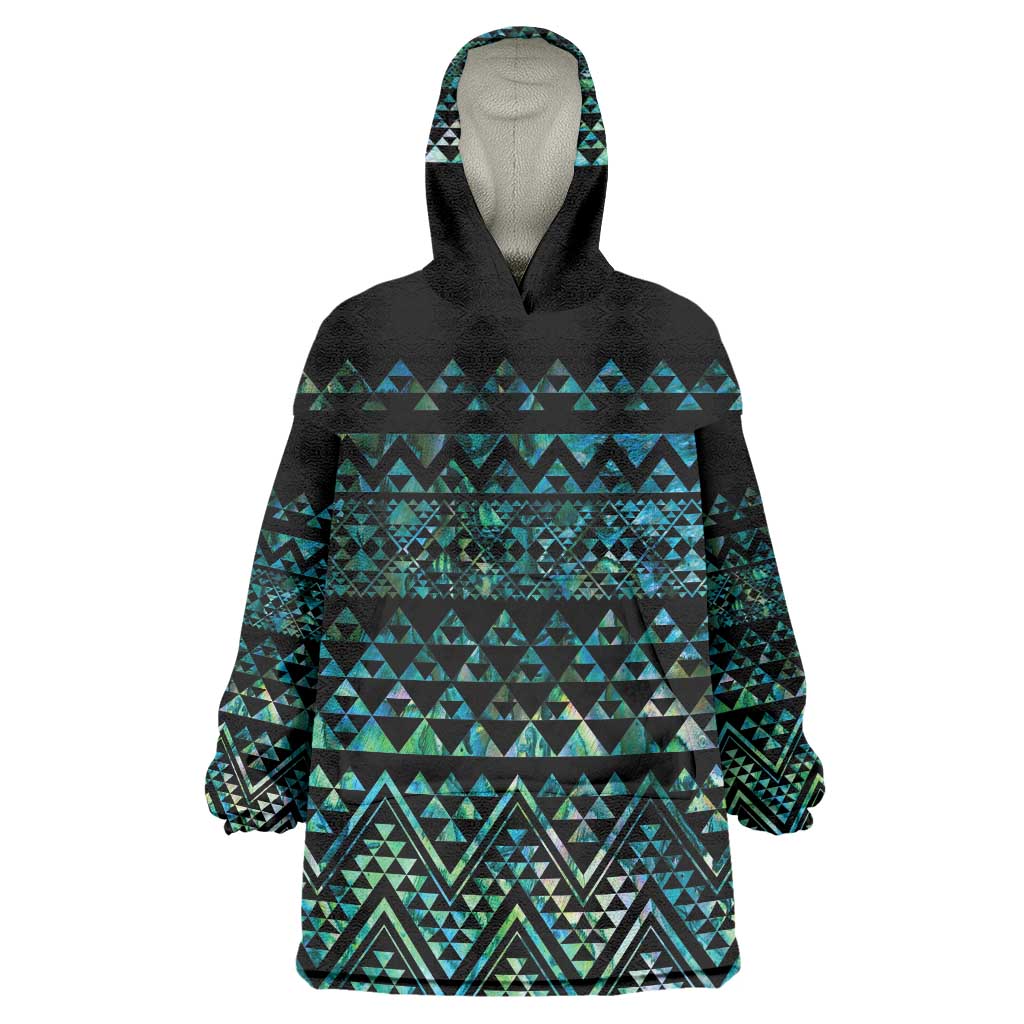 Maori Niho Taniwha Te Wheiao Wearable Blanket Hoodie Paua Shell - Polynesian Pride