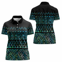 Maori Niho Taniwha Te Wheiao Women Polo Shirt Paua Shell - Polynesian Pride