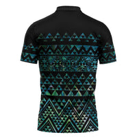 Maori Niho Taniwha Te Wheiao Zipper Polo Shirt Paua Shell - Polynesian Pride