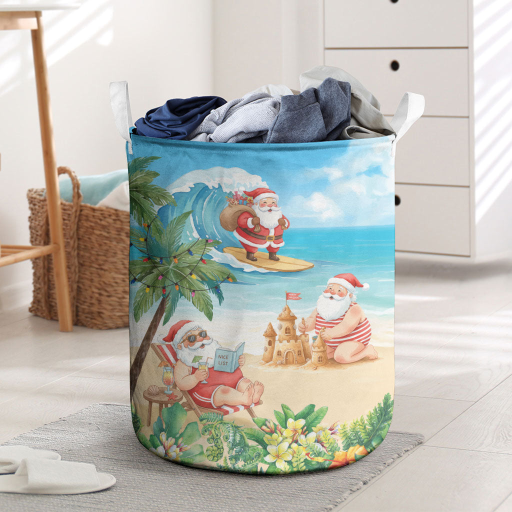 Tropical Christmas Funny Santa Laundry Basket Beach Vacation LT7 Multicolor - Polynesian Pride