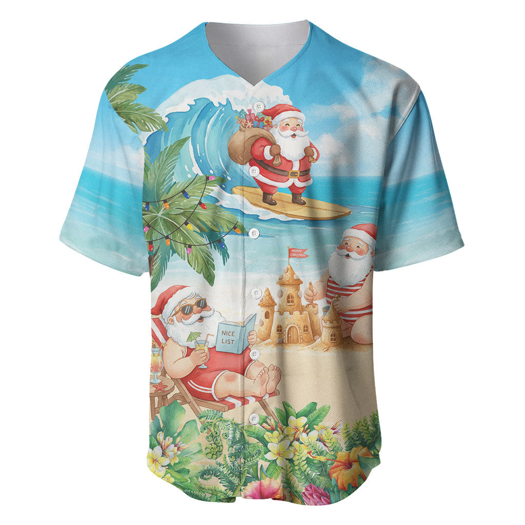Tropical Christmas Funny Santa Baseball Jersey Beach Vacation LT7 Multicolor - Polynesian Pride