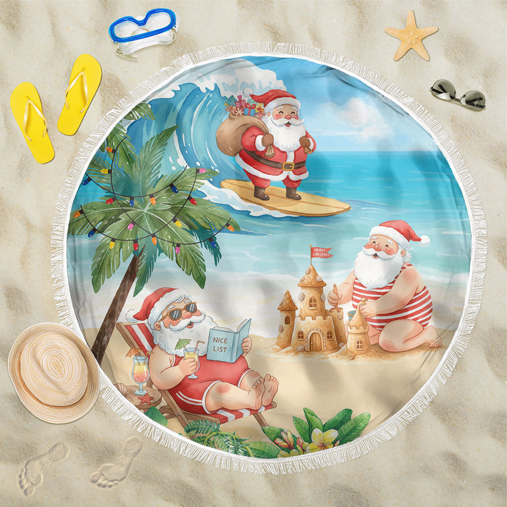 Tropical Christmas Funny Santa Beach Blanket Beach Vacation LT7 One Size 150cm Multicolor - Polynesian Pride