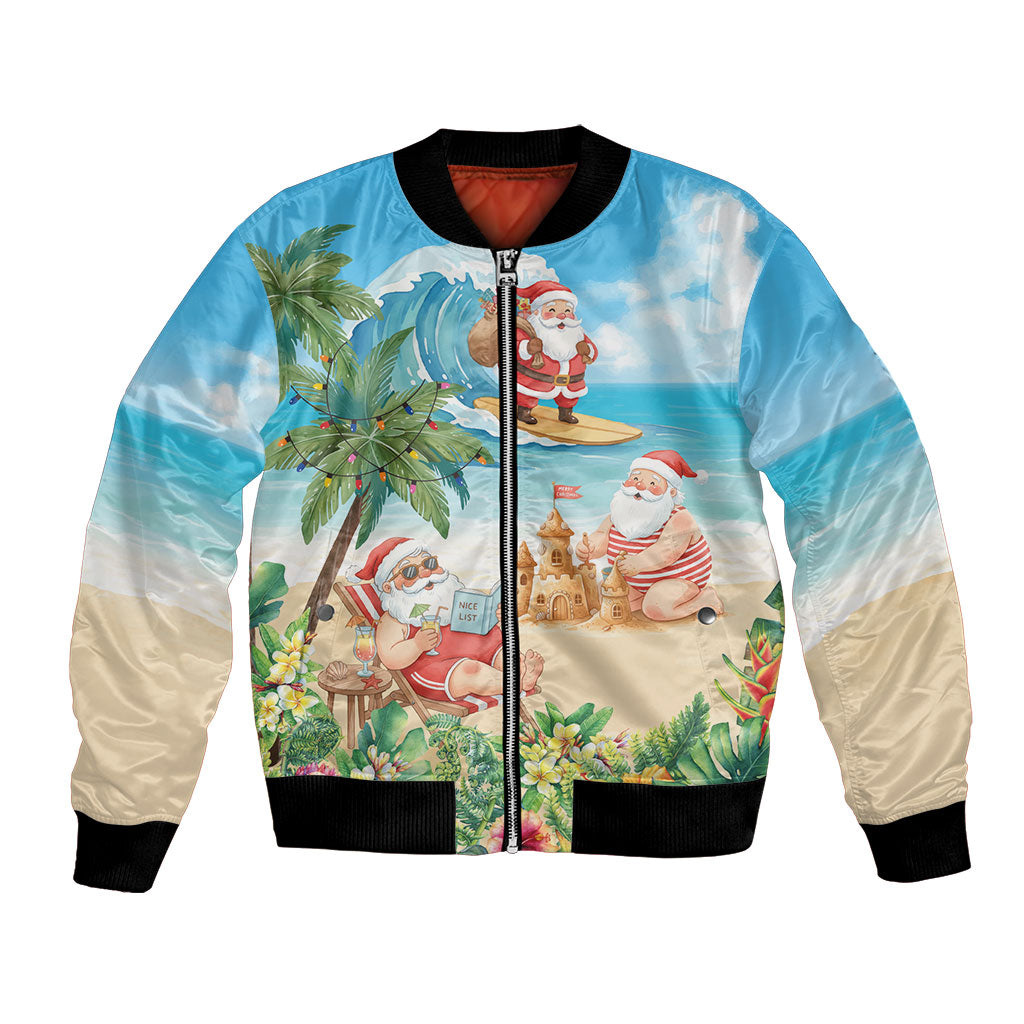 Tropical Christmas Funny Santa Bomber Jacket Beach Vacation LT7 Unisex Multicolor - Polynesian Pride