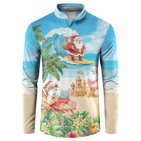 Tropical Christmas Funny Santa Button Sweatshirt Beach Vacation LT7 Multicolor - Polynesian Pride