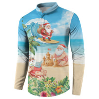 Tropical Christmas Funny Santa Button Sweatshirt Beach Vacation LT7 - Polynesian Pride