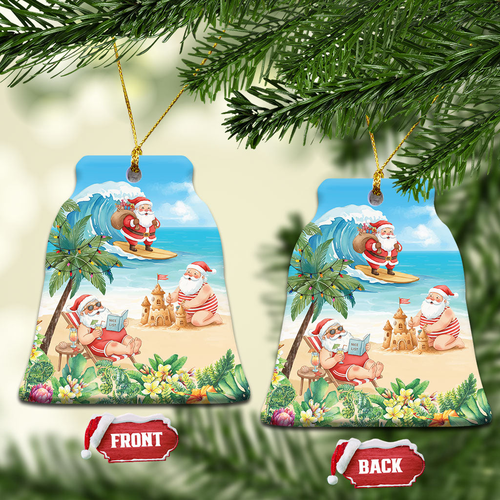 Tropical Christmas Funny Santa Ceramic Ornament Beach Vacation LT7 Bell Flake Multicolor - Polynesian Pride