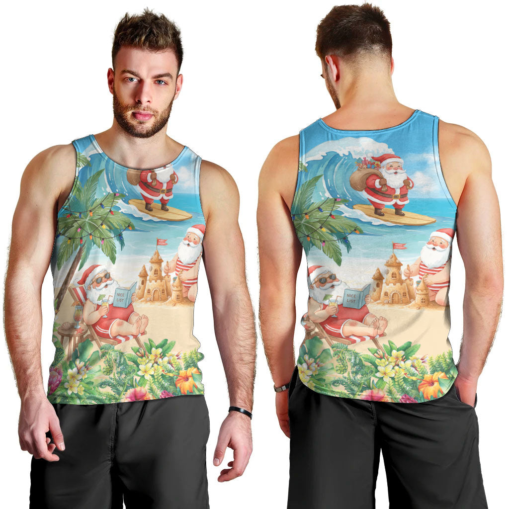 Tropical Christmas Funny Santa Men Tank Top Beach Vacation LT7 - Polynesian Pride