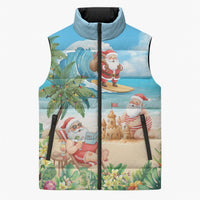 Tropical Christmas Funny Santa Sleeveless Puffer Jacket Beach Vacation LT7 Unisex Multicolor - Polynesian Pride