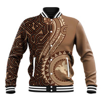 Papua New Guinea Oro Tapa Motif Baseball Jacket Classic LT7 Unisex Brown - Polynesian Pride