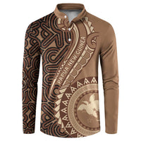 Papua New Guinea Oro Tapa Motif Button Sweatshirt Classic LT7 Brown - Polynesian Pride