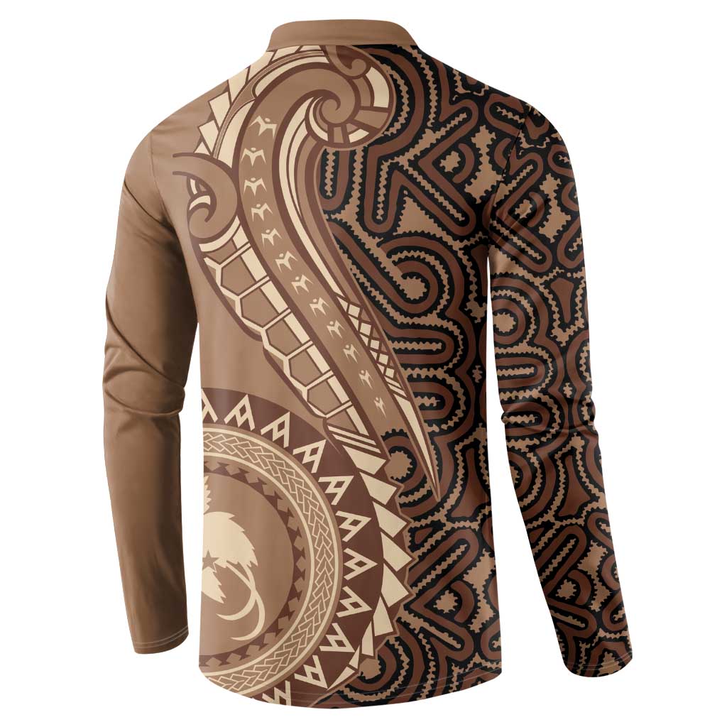 Papua New Guinea Oro Tapa Motif Button Sweatshirt Classic LT7 - Polynesian Pride