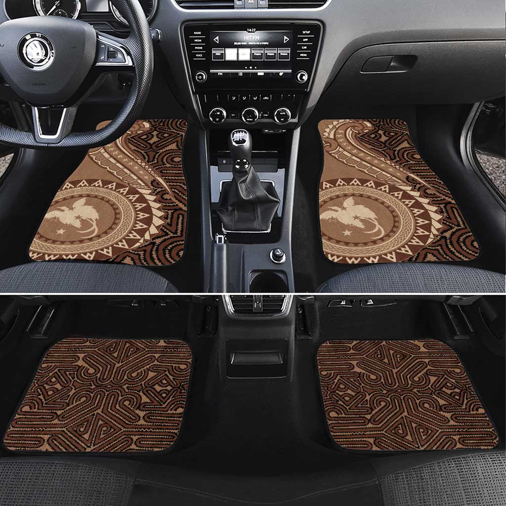 Papua New Guinea Oro Tapa Motif Car Mats Classic LT7 Set 4pcs Brown - Polynesian Pride
