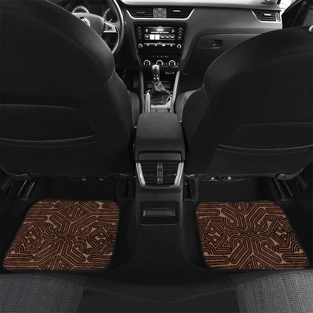 Papua New Guinea Oro Tapa Motif Car Mats Classic LT7 Set 2pcs - Back Brown - Polynesian Pride
